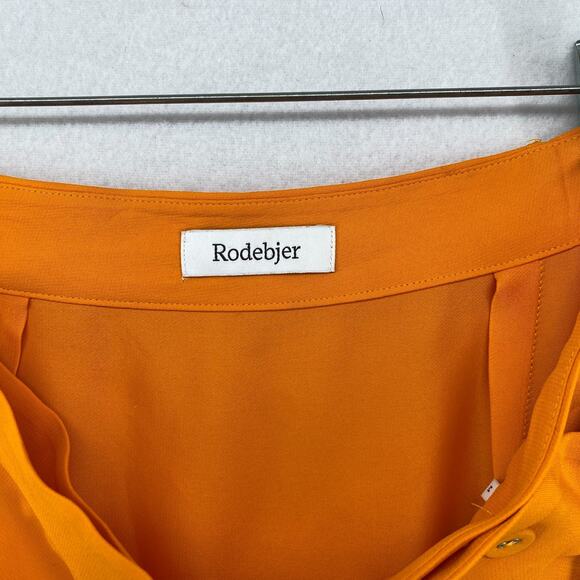 RODEBJER Skirt M Hazel Twill Wrap Midi Ruffled Flounce Tie Side Viscose Orange - Picture 5 of 15